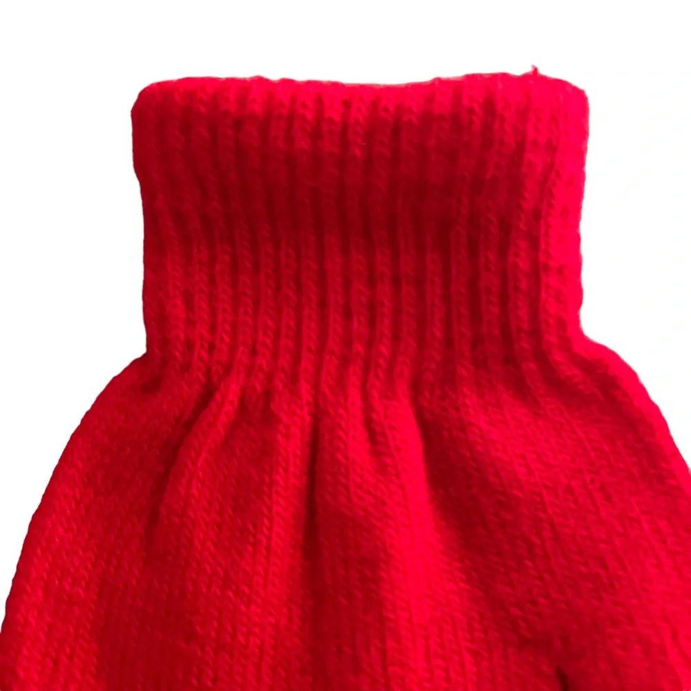 Girls Winter Gloves Red Knit